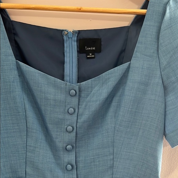 Lumiere Blue Jumpsuit with Tie Sleeve Details - Picture 2 of 10